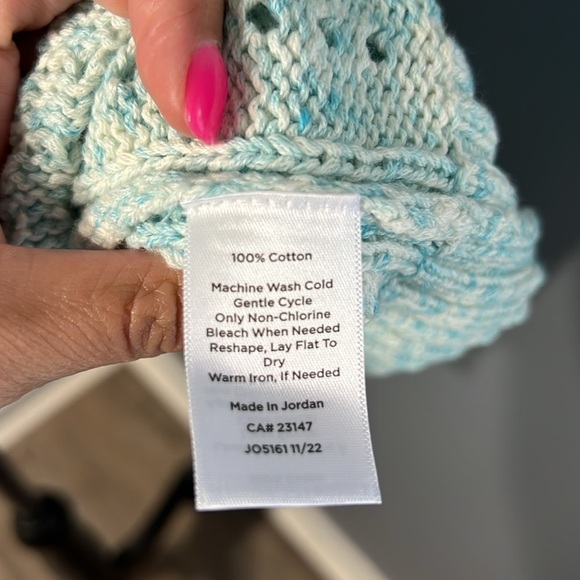 Talbots Women’s Open Knit Weave Chunky Sweater Mint Green White XL NWT Cotton - Picture 6 of 8